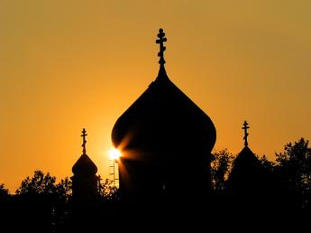 Sunset over an orthodox church